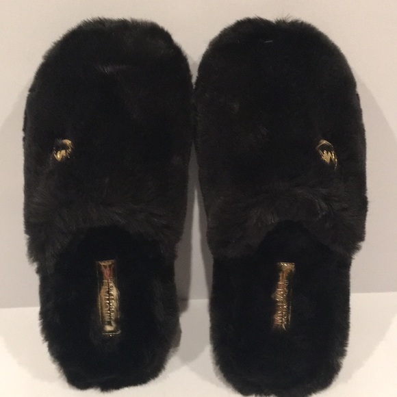 Michael Kors Black Faux Fur Slippers - Picture 2 of 6